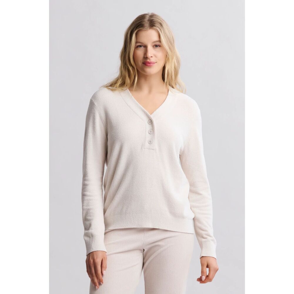 BAREFOOT DREAMS CozyChic Ultralite Henley White Medium